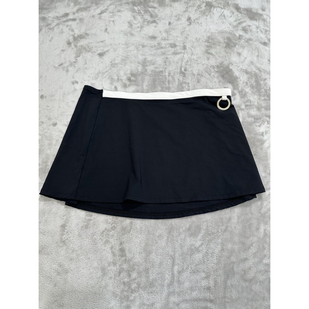 Vintage Anne Cole Collection Mini Skirt Women's Size Medium Black Metal Hoop EUC